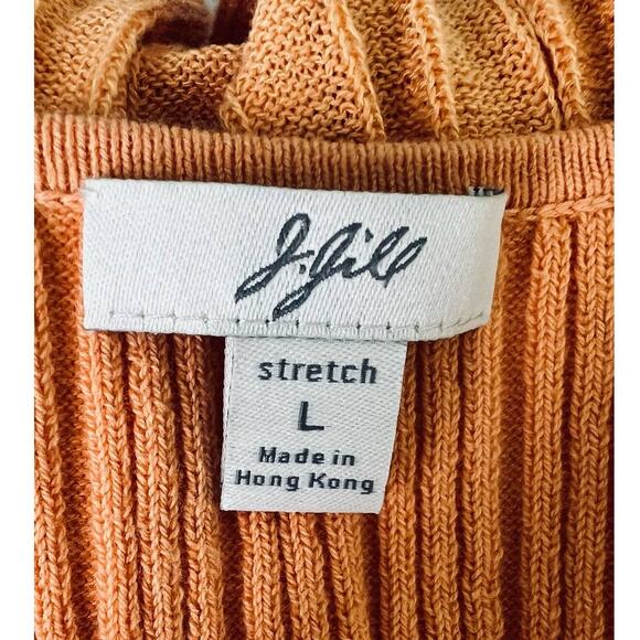 J. Jill Orange Ribbed Ruffle Edge Tee Top Blouse Large - Picture 16 of 16